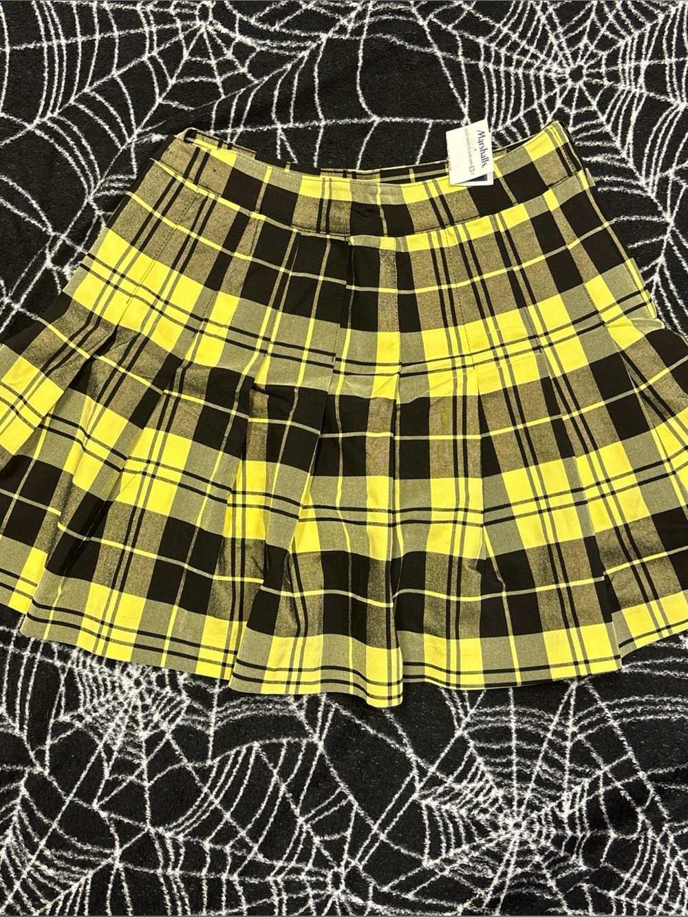 Yellow Plaid Pleated Skirt